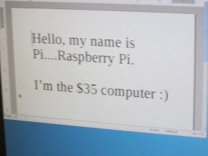 Raspberry pi computer portrayed on the monitor.