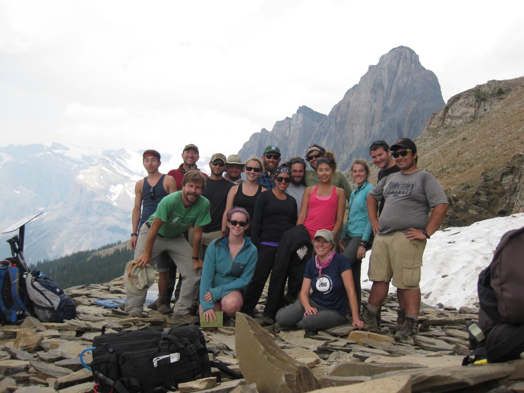 Prof. Callan Bentley with his Geology class in the Canadian Rockies.