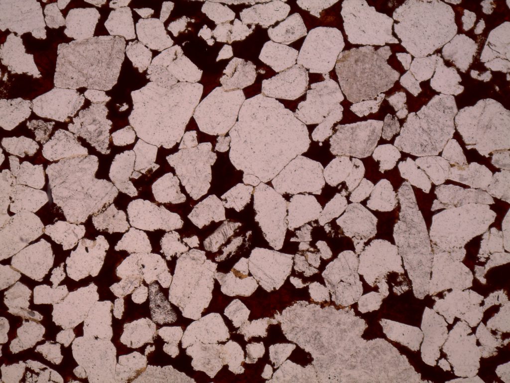 Conglomerate with hematite cement, plane polars