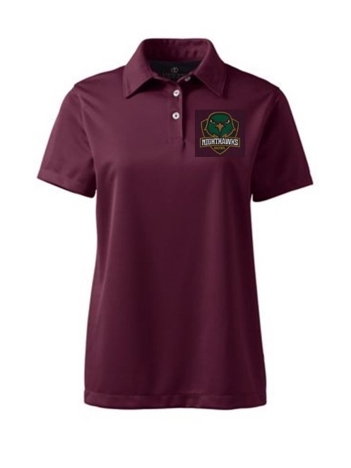 Women's polo, Burgandy with Nighthawks logo on left chest