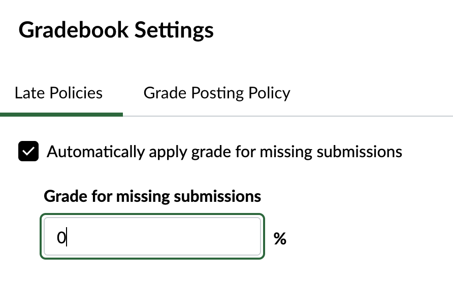 Canvas Gradebook Missing Policies area