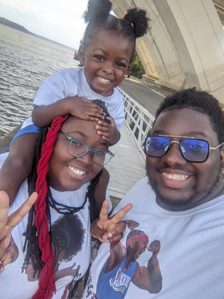 Sarah Dade and her young family (fiance and toddler girl)