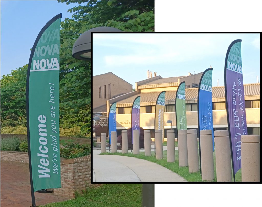 Photo: Manassas Campus flags offer a warm, colorful and inclusive welcome to students and visitors.