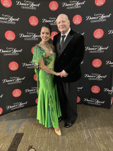 Alan Golombek poses with wife and dance partner Thuy at Capital Dancesport Championships
