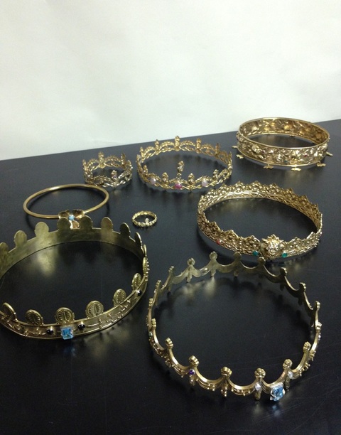 A scattering of kingly crowns from Hyun Jun Kim's exhibit. Find more here https colon slash slash www dot hjkimstudio dot com