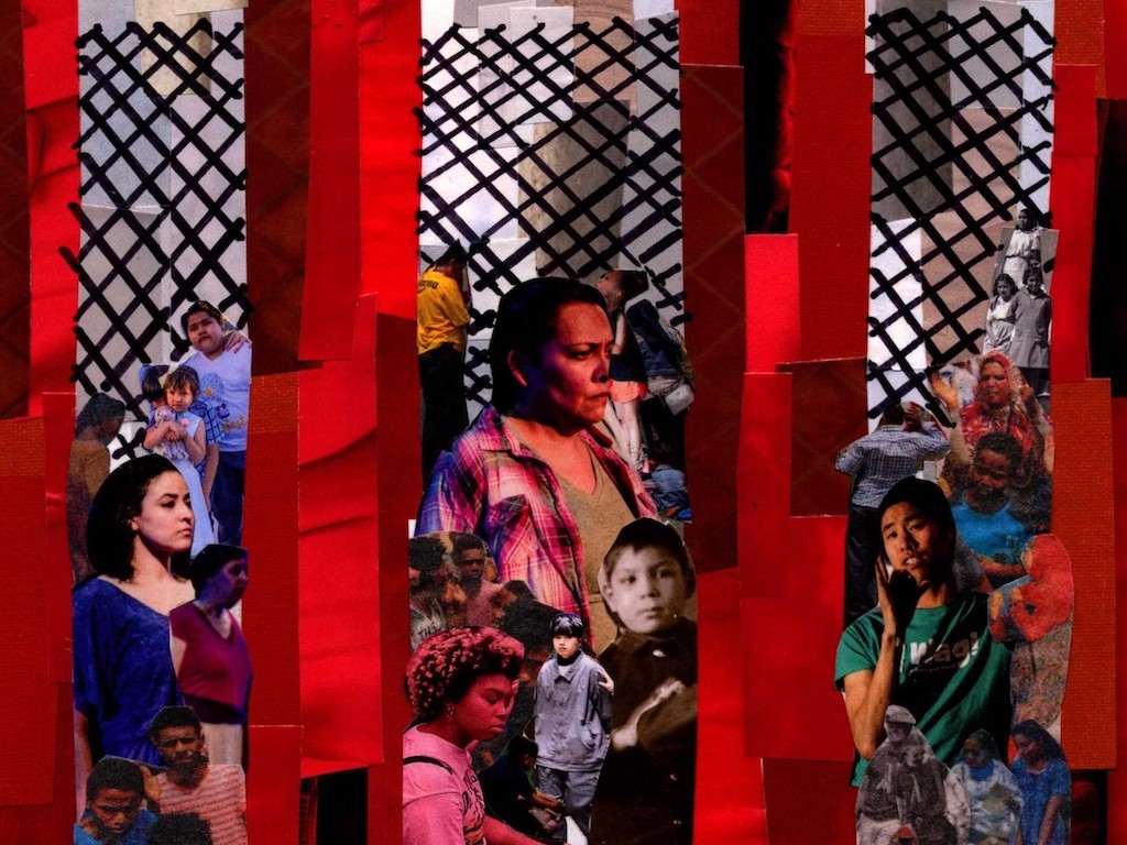 Detail from TNVR contributor Jennifer Frederick’s collage “Immigration in Chains,” winner of TNVR’s 2022 best artwork prize.