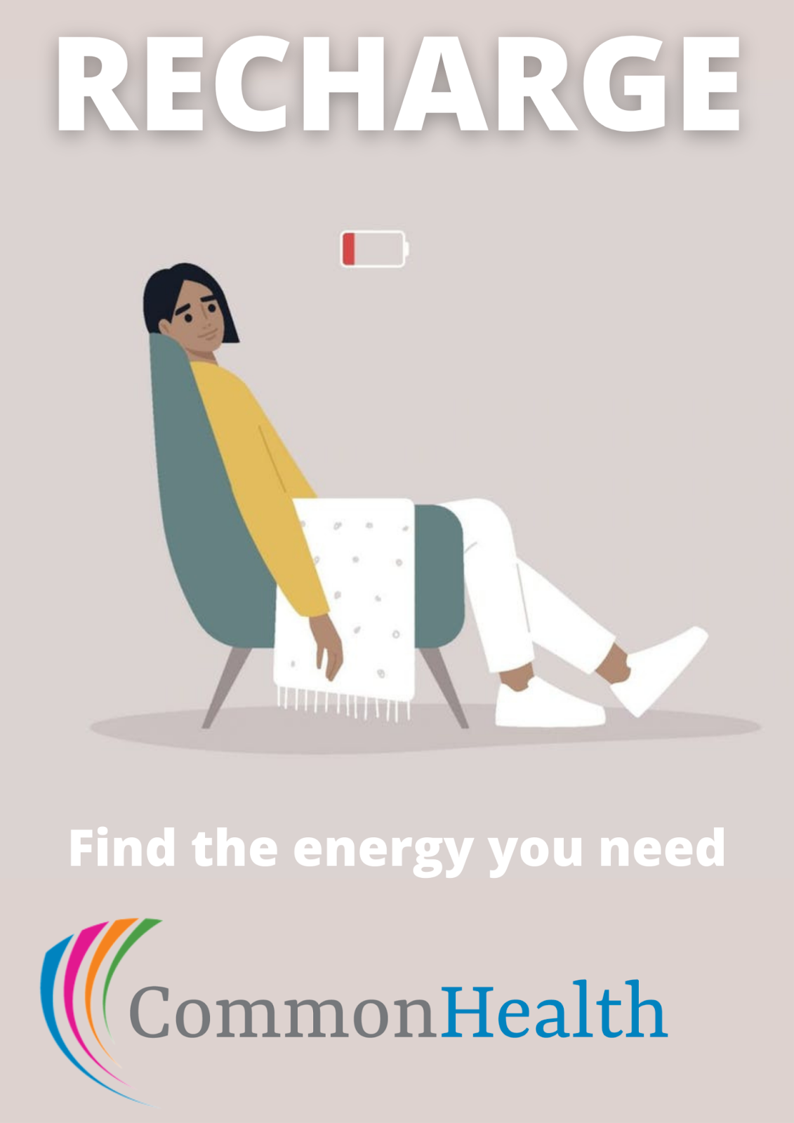 Illustration:  Recharge: Find the Energy You Need.  CommonHealth
