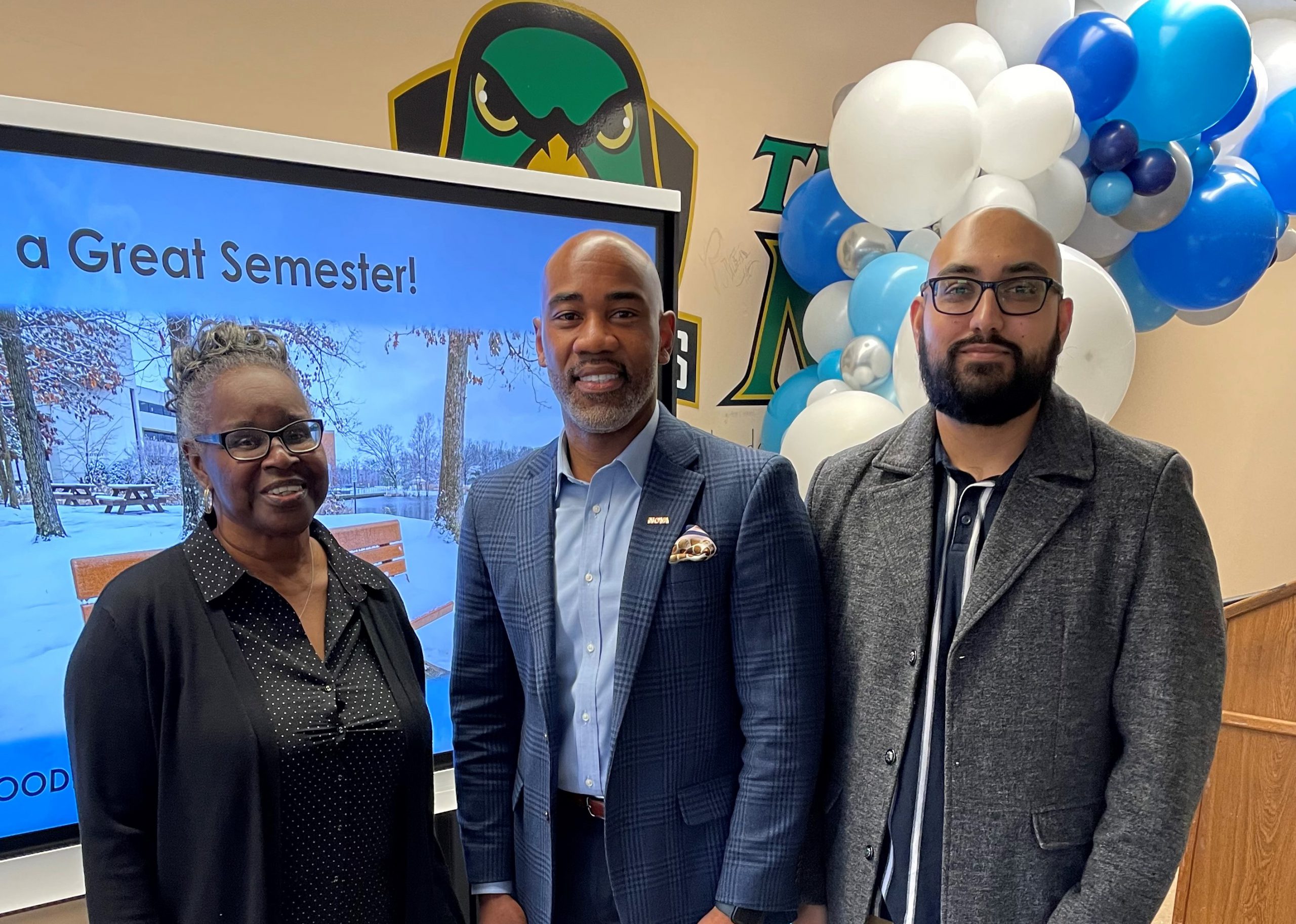 Photo from the Woodbridge Campus Welcome Back. Left to Right: Rose Mary Bellamy, Woodbridge Provost, Dr. Richmond Hill and Sohail Naeem.