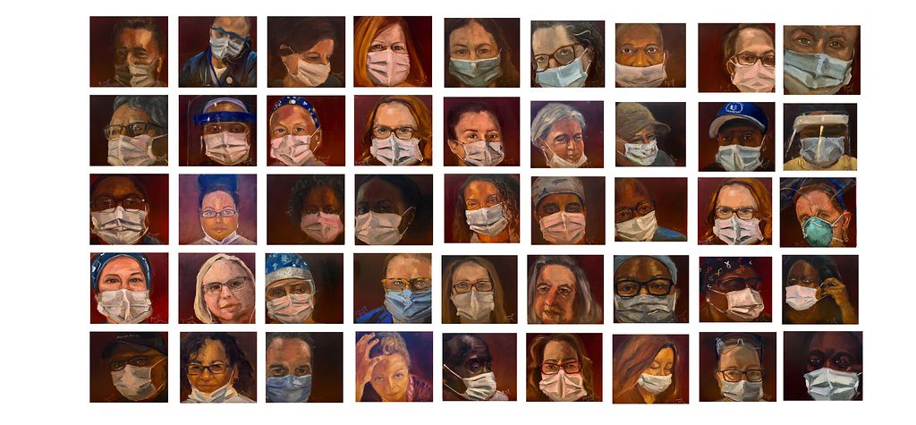 Bennett Hock painted 45 portraits in 45 days for Duke University Hospital.