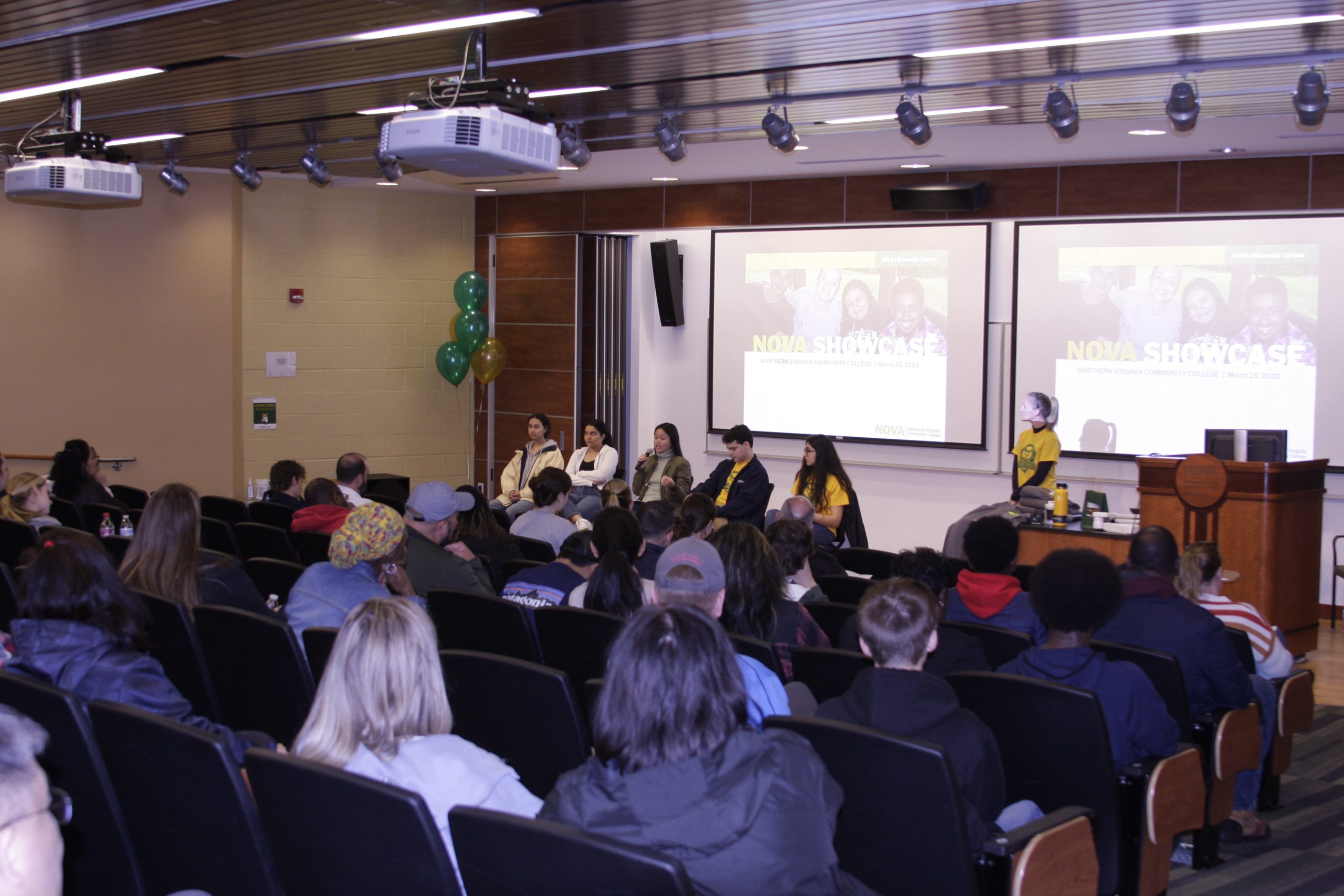 A student panel discusses the benefits of being a Nighthawk at the Manassas Campus