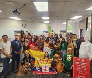 The entire group of Community College Initiative students pose for a group photo