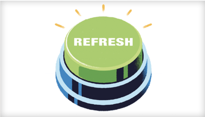 Green button with the word REFRESH. (i.e., press the button to refresh yourself)
