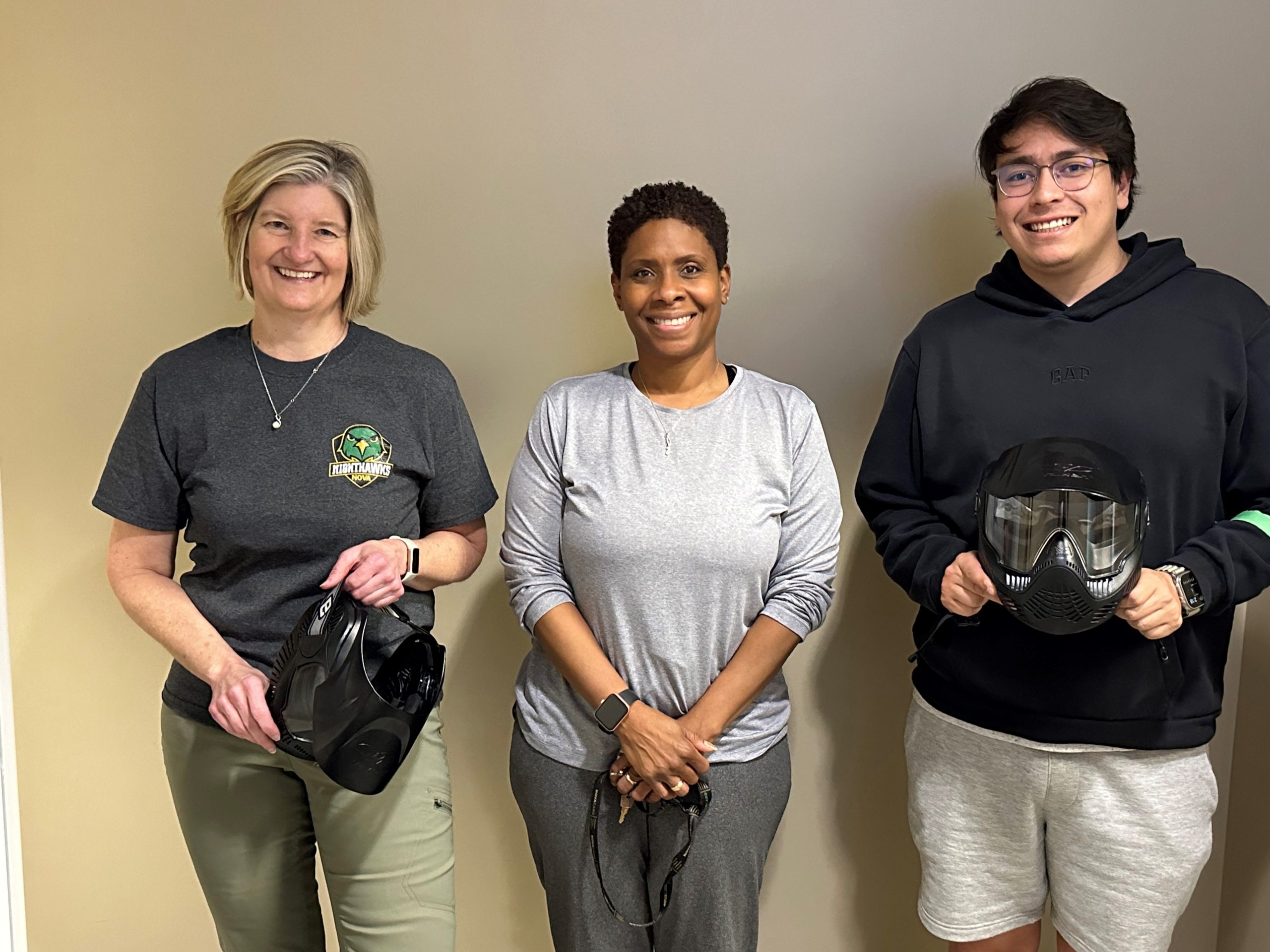 Left to right: Dr. Molly Lynch, Manassas Campus provost; Dr. Victoria Hill-Megginson, NOVA faculty member; and Angelo Ruiz, NOVA student. 