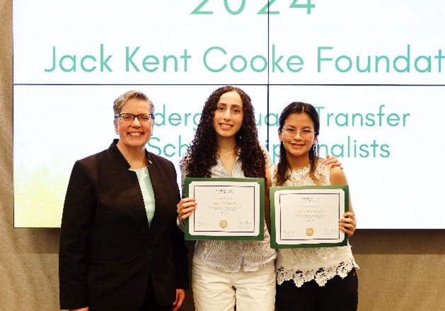 Left to right: Dr. Kress beams as Judy Marouf and Catherine Ercilla hold up their awards!