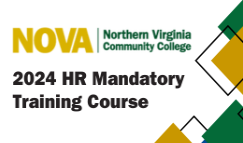 Image with green and gold geometric design elements, Green and Gold NOVA logo. Black text: 2024 HR Mandatory Training course
