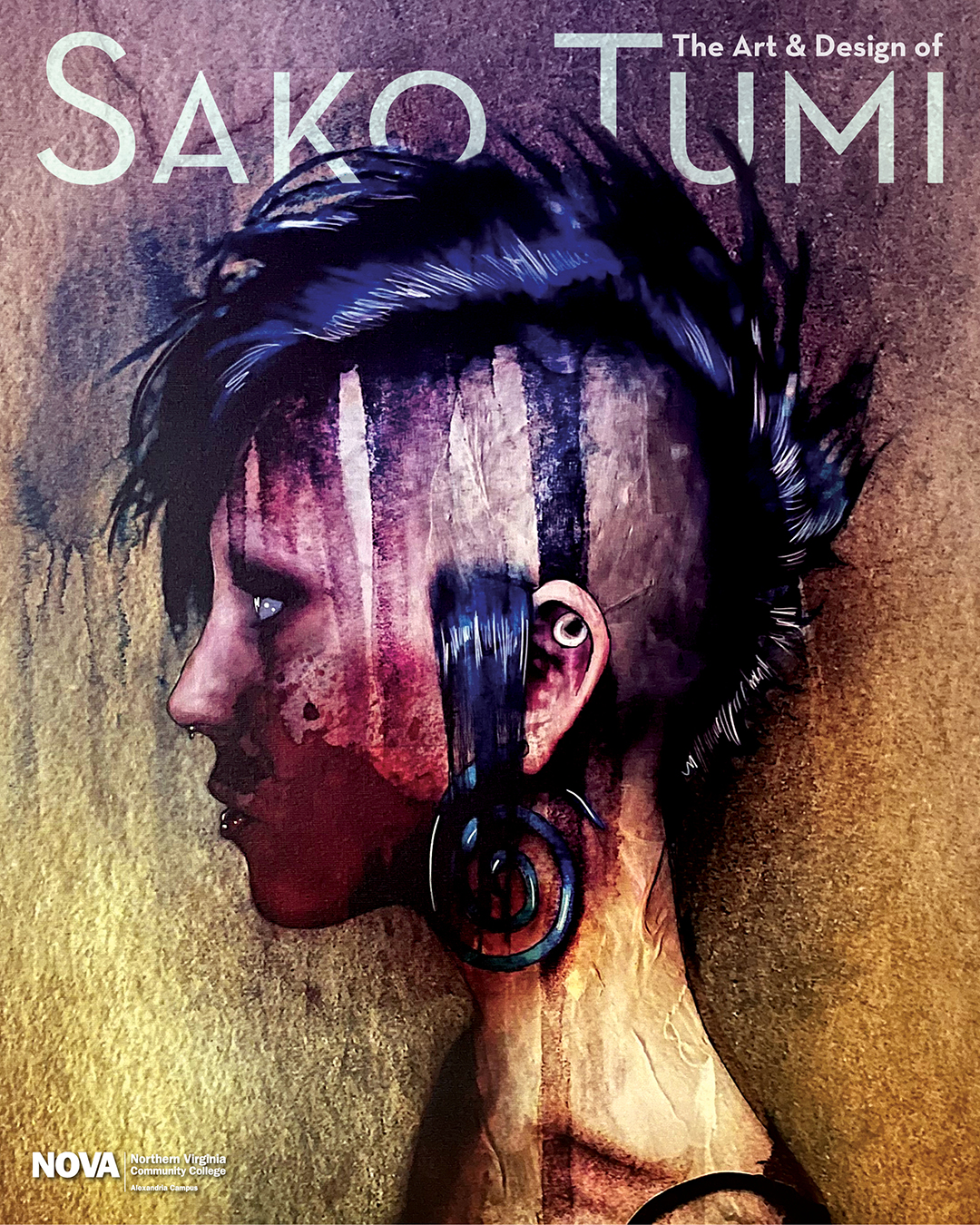 Magazine cover with text: The Art & Design of Sako Tumi, and a profile of a gothic-looking woman with a long black mohawk hairstyle, cartilege, nose and lip piercings